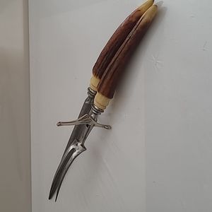 Vintage carving Roast fork and knife sharpener